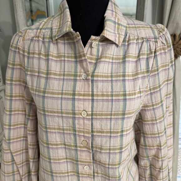 Wrap London Plaid long sleeve Button-Up relaxed fit Shirt- EUC- size4 - Picture 4 of 16